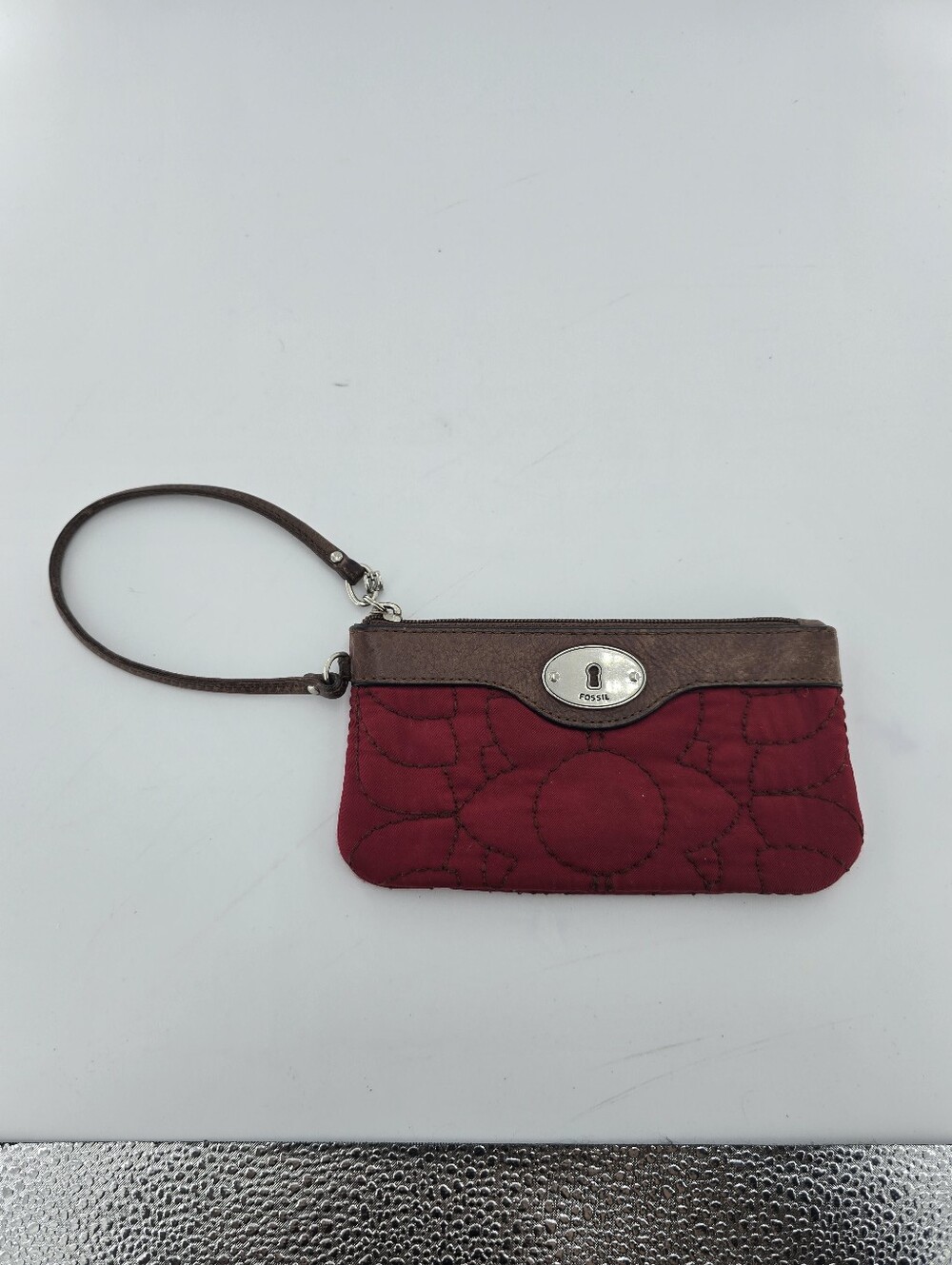 Fossil Red Quilted Wristlet